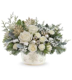 Starry Snowflakes Bouquet. An arrangement by Jennifer's Flowers and Gifts.