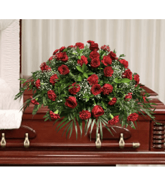 Roses and Carnations Casket Spray. An arrangement by Brooklin Floral and Garden Shoppe Inc..