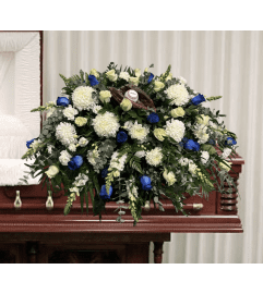 Baseball Casket Spray. An arrangement by Brooklin Floral and Garden Shoppe Inc..