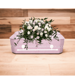 Infant casket spray - pink. An arrangement by Brooklin Floral and Garden Shoppe Inc..