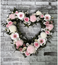 Tender Blooms Heart Wreath. An arrangement by Brooklin Floral and Garden Shoppe Inc..