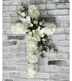 Classic Farewell Cross. An arrangement by Brooklin Floral and Garden Shoppe Inc..
