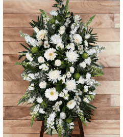 Classic Farewell Standing Spray. An arrangement by Brooklin Floral and Garden Shoppe Inc..
