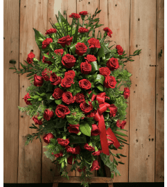 Warm Hearts Standing Spray. An arrangement by Brooklin Floral and Garden Shoppe Inc..