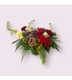 Pines N' Petals. An arrangement by Lilac and Honey Floral Design Studio.