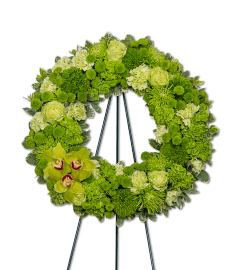 Tranquil Oasis Wreath. An arrangement by The Flower Shop of Lake Charles.