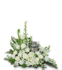 Pure Serenity Grande Cremation Tribute. An arrangement by The Flower Shop of Lake Charles.