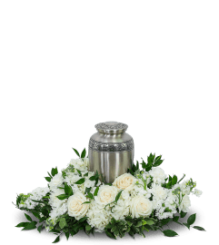 Pure Serenity Cremation Tribute. An arrangement by The Flower Shop of Lake Charles.