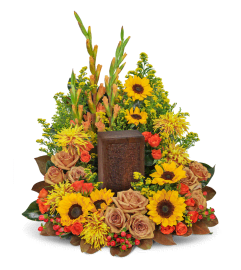 Sunset Serenade Cremation Tribute. An arrangement by The Flower Shop of Lake Charles.