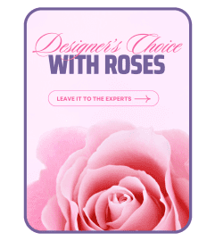Designer's Choice with Roses in Glass Vase. An arrangement by The Flower Shop of Lake Charles.