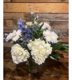 Blue Serenity Bouquet. An arrangement by Kelly Ann's Floral.