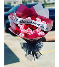 girlfriend roses. An arrangement by Illusion Flower Shop.
