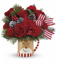 Send a Hug Reindeer Wish Bouquet (Teleflora). An arrangement by North Liberty Flower Shop.