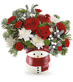 Frosty wishes for you. An arrangement by Big Event Floral and Decorating Co..