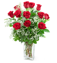 Dozen Roses in a Cloud. An arrangement by The Flower Shop of Lake Charles.