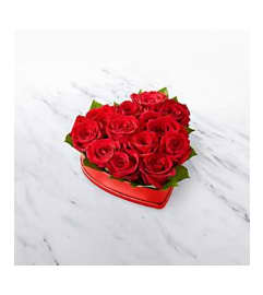 Sally's Red Roses Heart Box. An arrangement by Jimmy's Flower Shop.