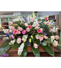 Sweetest Soul Half Casket Spray. An arrangement by Jenilyn's Creations.