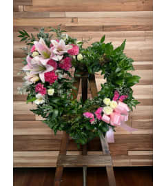 Pink Garden Heart. An arrangement by DMP Flowers and Gifts.