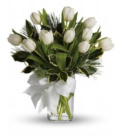 Tulips And Pine. An arrangement by Triple A Florist - Burnaby.