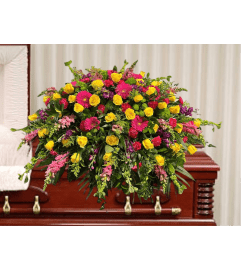 Pink and Yellow Garden. An arrangement by DMP Flowers and Gifts.