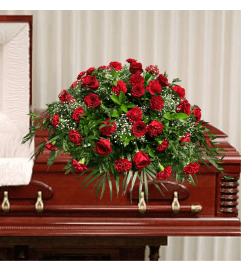 Roses and Carnations Casket Spray. An arrangement by DMP Flowers and Gifts.