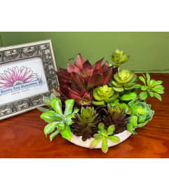 Textile Succulent Garden. An arrangement by Sunny Day Blossoms Design Studio.