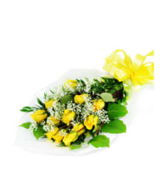 12,18 or 24 Yellow Roses with greens and baby's breath - NO VASE. An arrangement by Deer Valley Florist and Flower Delivery.
