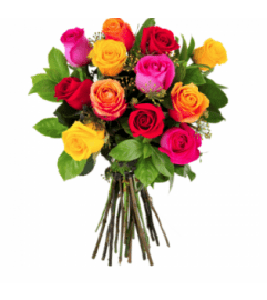 Hand Tied Colored Rose. An arrangement by Shalimar Flower Shop.