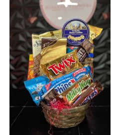 Love gourmet basket. An arrangement by Hialeah Flowers.