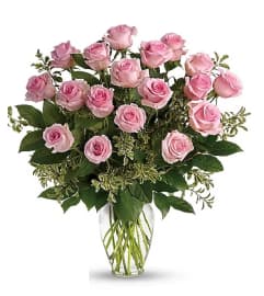 Pink Roses Bouquet. An arrangement by Geni's Florist and Gifts.