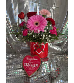 Teacher Valentine. An arrangement by Kelly Ann's Floral.