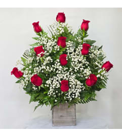 Classic Scarlet Romance. An arrangement by Rosebud Studio Florist.