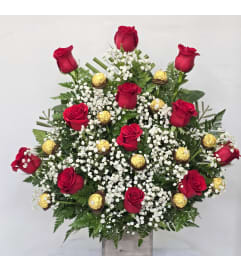 Classic Scarlet Romance Chocolats. An arrangement by Rosebud Studio Florist.