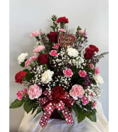 Romantic Ruby Bloom. An arrangement by M's Flowers.