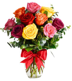 Dosen Rainbow Bouquet. An arrangement by Petals Plus.