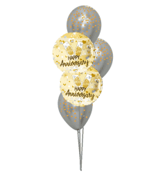 Happy Anniversary Glasses Confetti Classic Balloon Bouquet. An arrangement by Balloon Bouquets Plus. Happy Anniversary Glasses Confetti Classic Balloon Bouquet. An arrangement by Balloon Bouquets Plus.