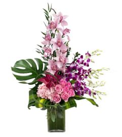 Tower of Orquid. An arrangement by Gallery Flower Shop N Services.