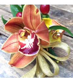 Wrist Corsage-Exotic. An arrangement by Blossoms On The Trail.