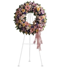 Graceful Wreath. An arrangement by Hillcrest Florist.