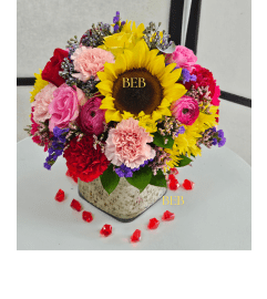 Full Color Passion Cube. An arrangement by Brickell Exclusive Blooms.
