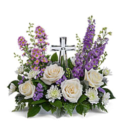 Sweet Serenity Crystal Cross Bouquet. An arrangement by Flowerdale by Patty.
