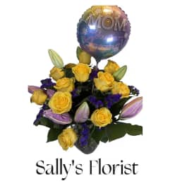 Sally's Mom – You're Amazing! Bouquet with balloon. An arrangement by Tim's Florist and Garden.