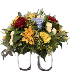 Headstone Saddle Fresh Flowers. An arrangement by Hills Valley Floral.