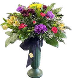 Graveside Vase Silk Flowers. An arrangement by Hills Valley Floral.