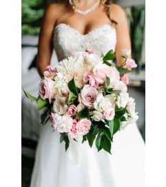 Wedding Beautiful pink and white spring or summer bridal bouquet. An arrangement by Timp Valley Floral.