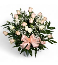 Blush and Snow Elegance. An arrangement by Cinderella's Flowers.