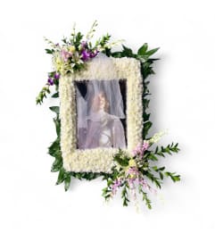 Floral Frame of Remembrance. An arrangement by Cinderella's Flowers.