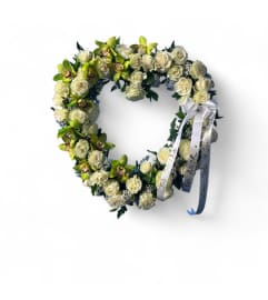 Graceful Eternity Heart Stand. An arrangement by Cinderella's Flowers.