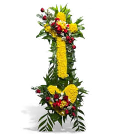 Radiance of Remembrance Cross Spray. An arrangement by Cinderella's Flowers.