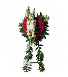 Heartfelt Rose Tribute Standing Spray. An arrangement by Cinderella's Flowers.
